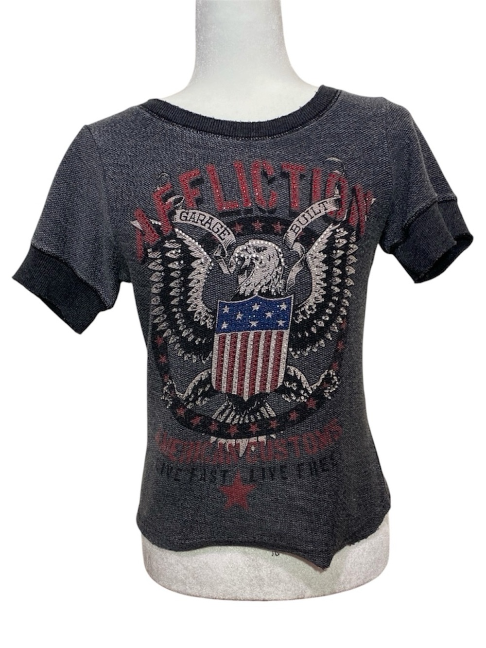 Affliction Live Fast Cropped Eagle Graphic Tee - Picture 3 of 7